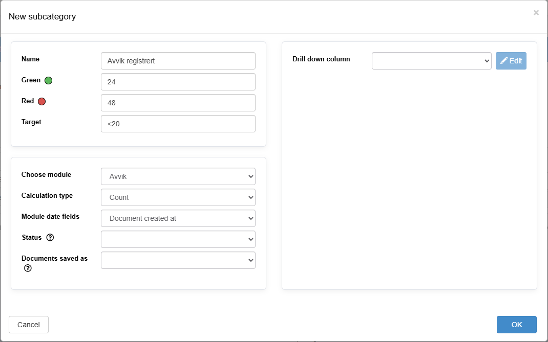 System row dialog